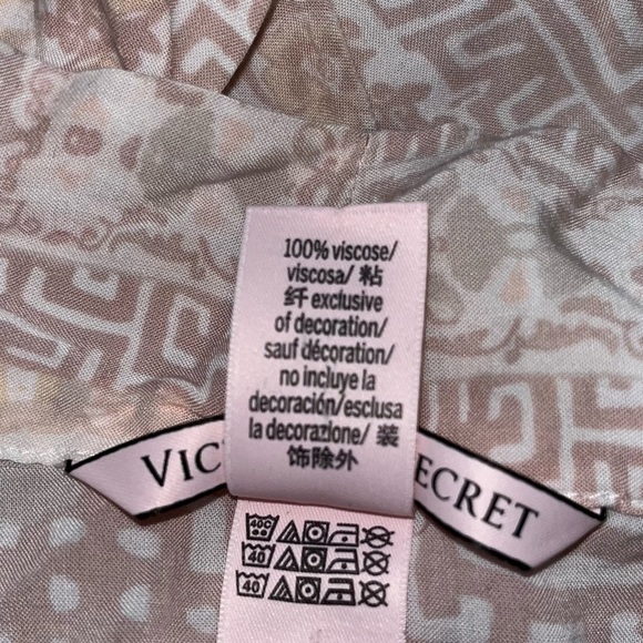 VICTORIAS SECRET Pink White Medallion Print Tie Front Kimono Robe Swim Cover Up - Picture 7 of 7